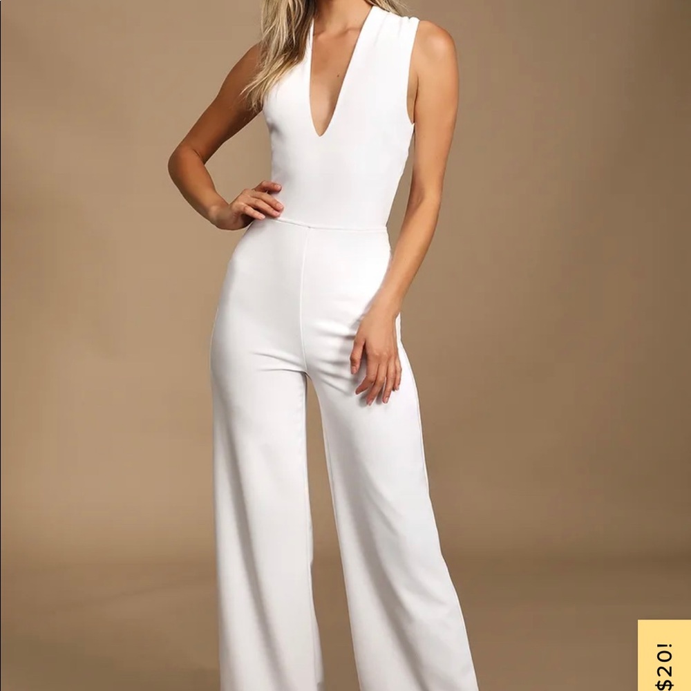 Lulus Thinking Outloud White Backless Jumpsuit